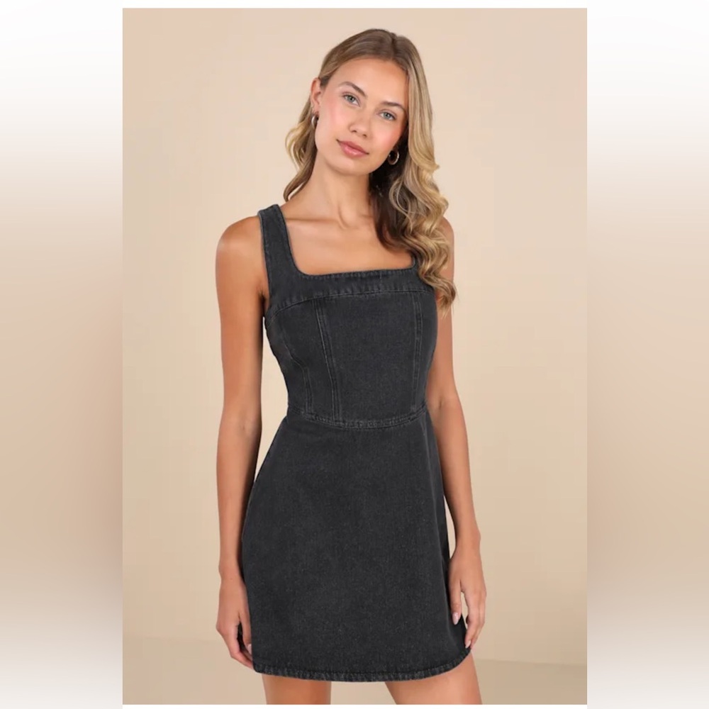 Lulu's Black Denim Mini Dress